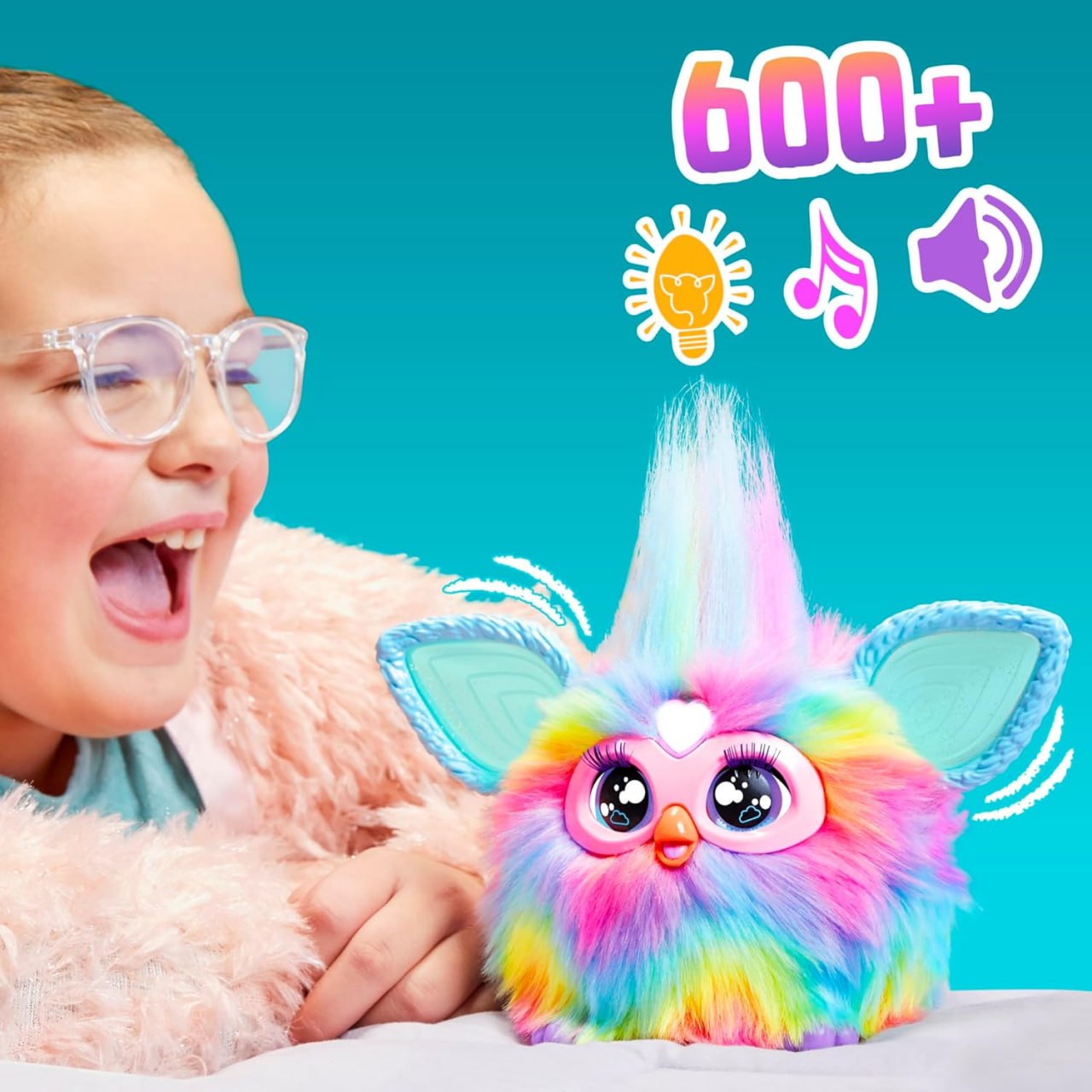 Furby Tie Dye — интерактивная мягкая игрушка с 15 модными аксессуарами. Подходит для девочек и мальчиков от 6 лет. Аниматроник с голосовым управлением для увлекательной игры и общения
